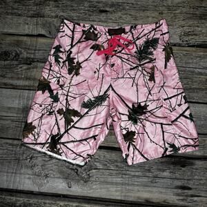 Trail Crest Pink Camo Board Shorts Swim Trunks Pockets Adult Size Large
